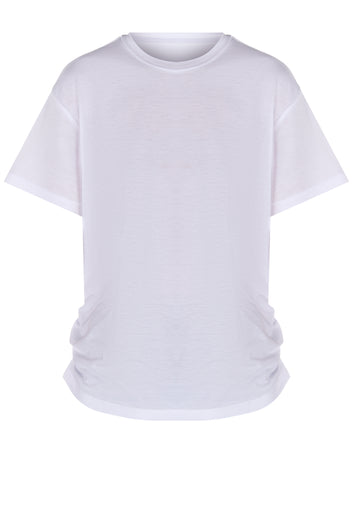White Ruched-Side Crewneck T-Shirt - view 1