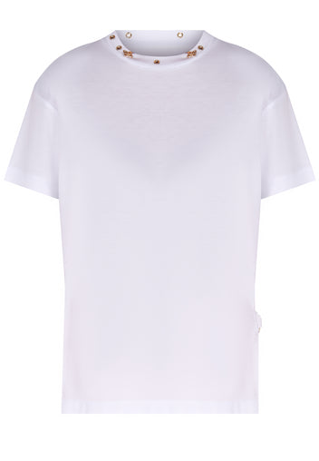 White Stud-Neck Relaxed T-Shirt - view 1