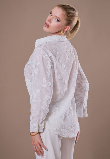 White Embellished Sheer Shirt - view 4