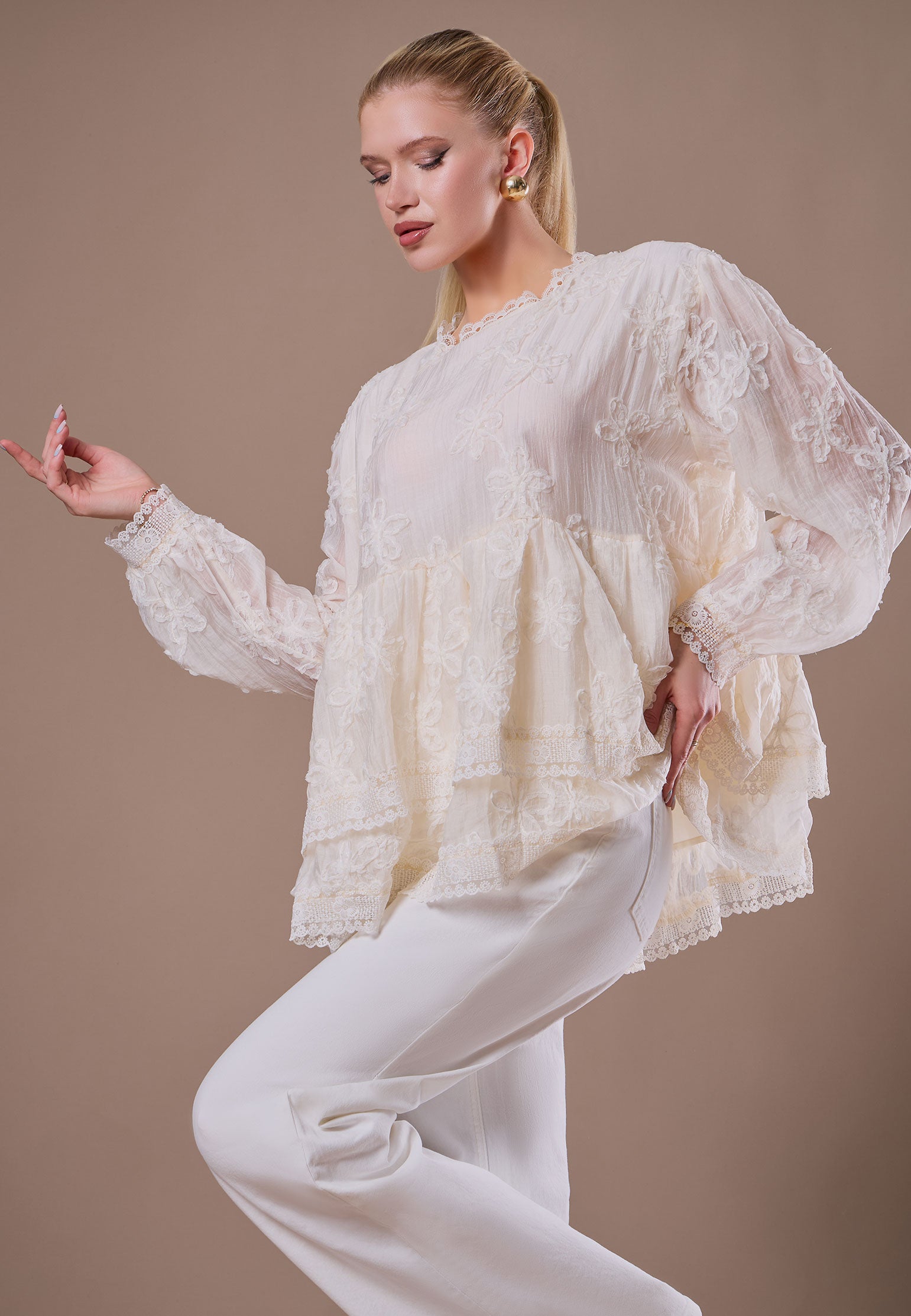 Gray Sfilato blouse - view 4