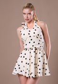 Ivory Polka-Dot Halter Mini Dress - view 1