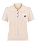 Cream Ribbed Short-Sleeve Polo Top - view 1