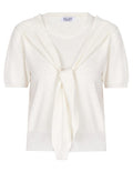 Cream Tie-Front Short-Sleeve Knit Top - view 1