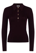 Burgundy Ribbed Button Polo Pullover - view 1
