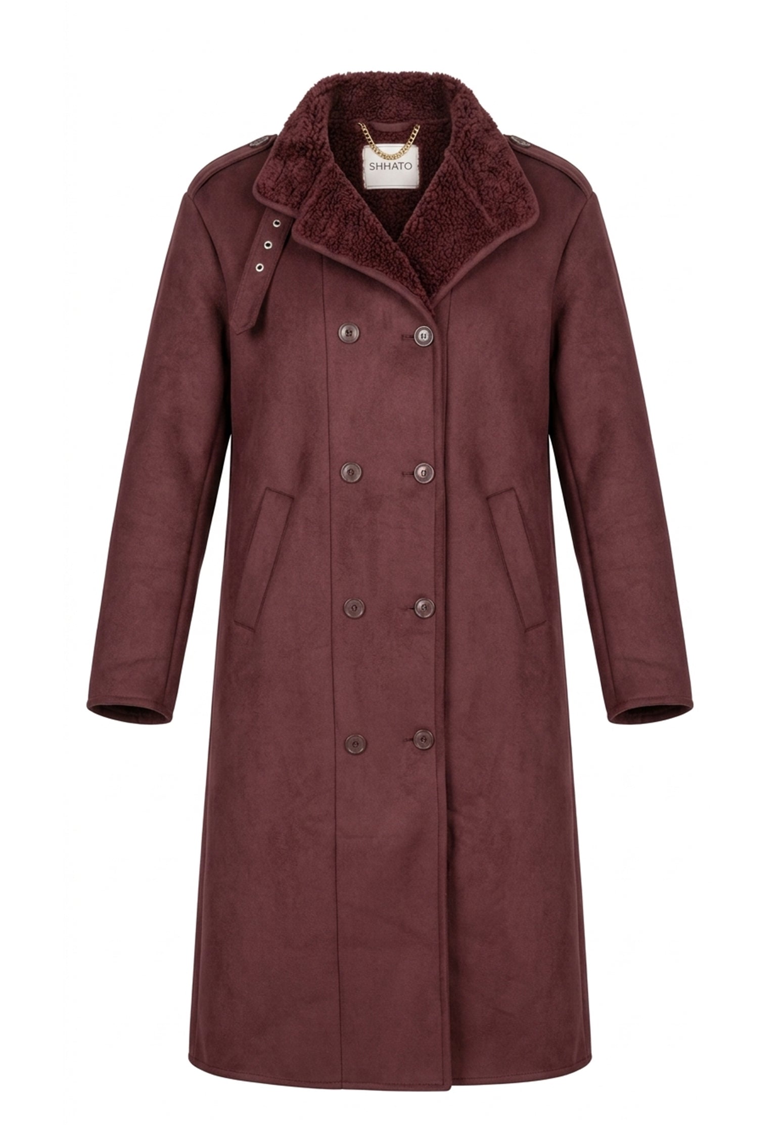 Cabella Shearling Coat — Burgundy
