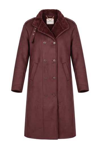 Cabella Shearling Coat — Burgundy