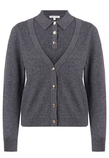 Graphite Shawl-Collar Layered Cardigan - view 1