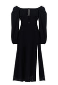 Black Square-Neck Slit Midi Dress - view 1