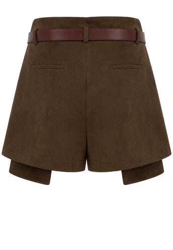 Olive Belted Tailored Shorts - view 3