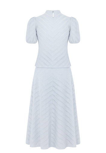 Sky Puff-Sleeve Top and Midi Skirt Set - view 4