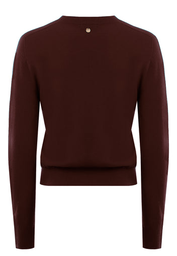 Wine Fine-Knit Crewneck Pullover - view 3