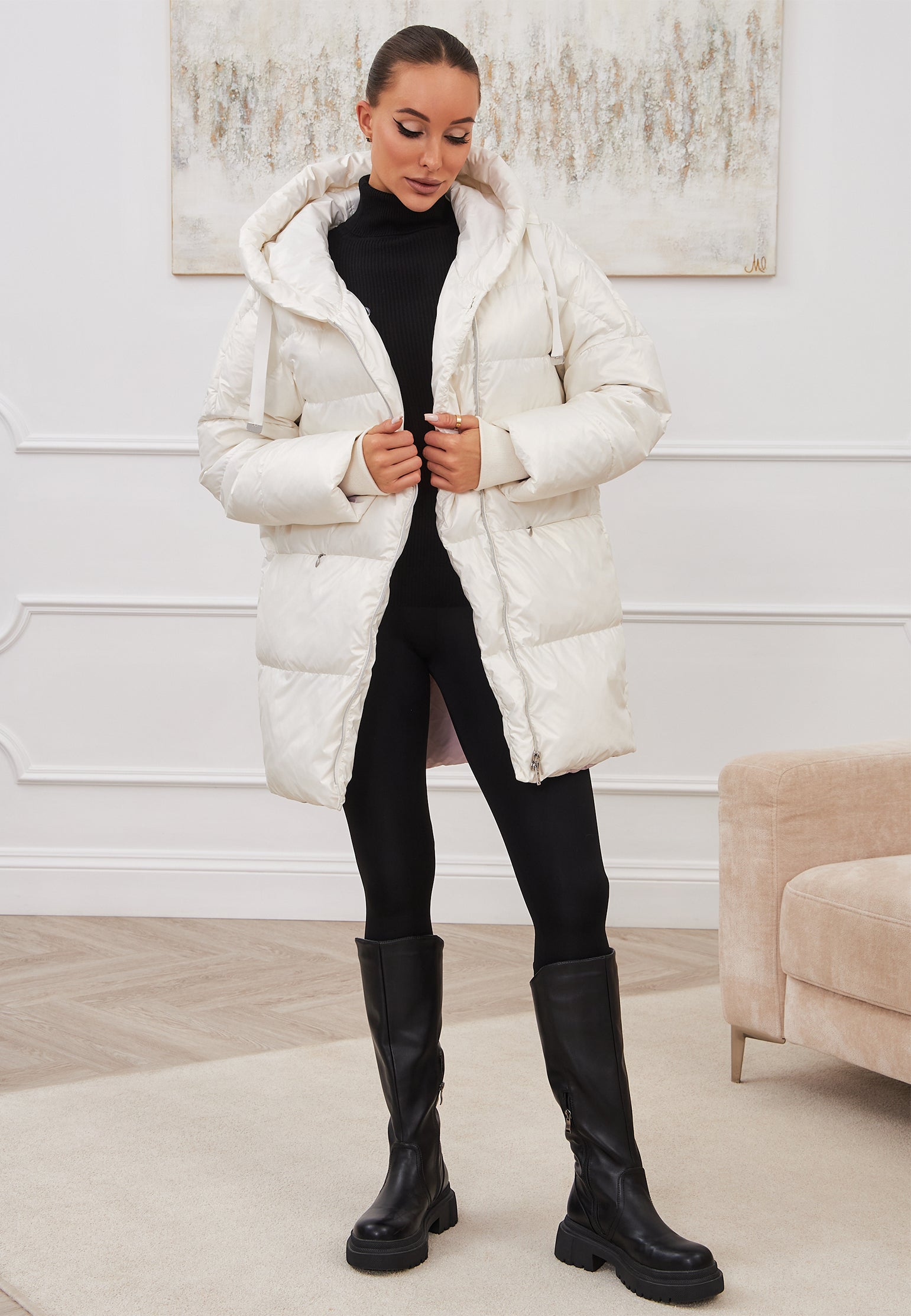 White and Gray Sfilato puffer jacket - view 2