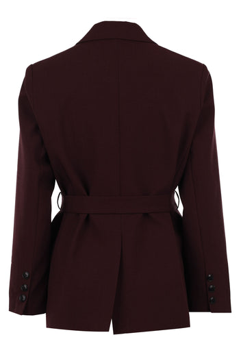 Wine Belted Tailored Blazer - view 3