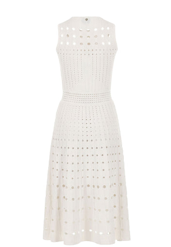 Ivory Eyelet Sleeveless Midi Dress - view 3