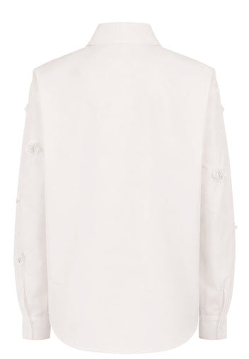 White Floral-Button Pocket Shirt - view 2