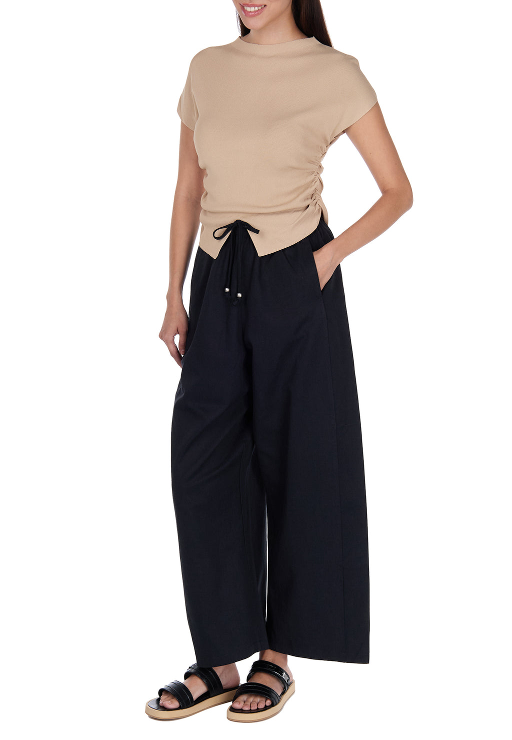 Beige Sfilato short sleeve top - view 3
