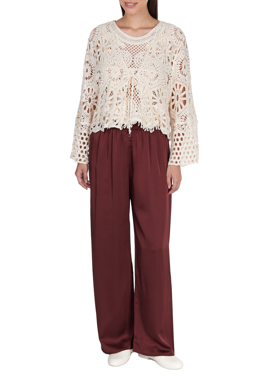 Gray and Burgundy Sfilato cardigan - view 2