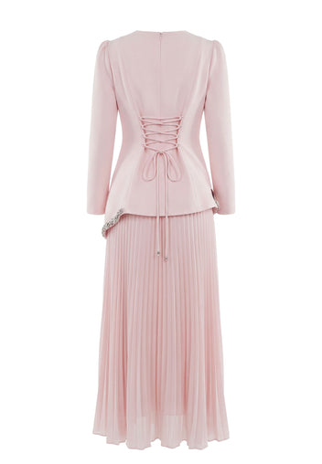Rose Peplum Top and Pleated Skirt Set - view 3