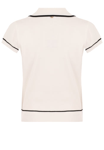 Ivory Floral-Trim Short-Sleeve Knit Cardigan - view 2