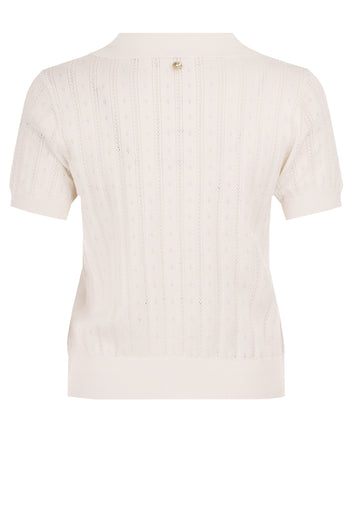Ivory Embroidered Short-Sleeve Knit Polo - view 2