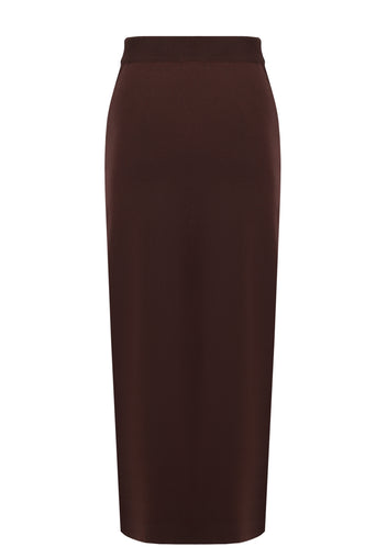 Chocolate Knit Pencil Midi Skirt - view 3