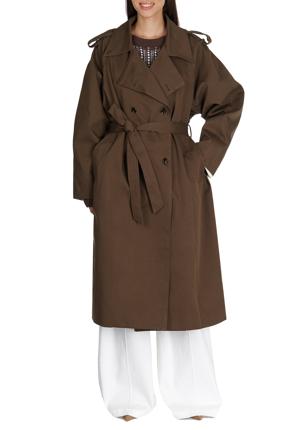 Brown Sfilato trench coat - view 4