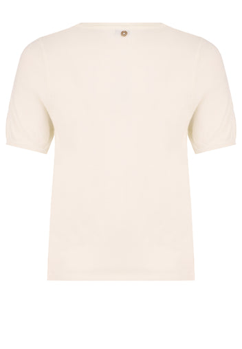 Ivory Floral Embroidered Knit Tee - view 2
