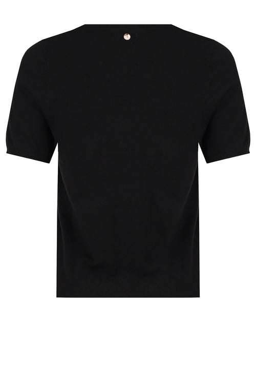 Black Floral Embroidered Knit Tee - view 2