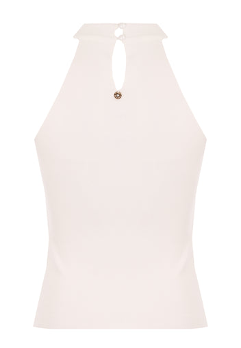Ivory Floral Applique Halter Top - view 2