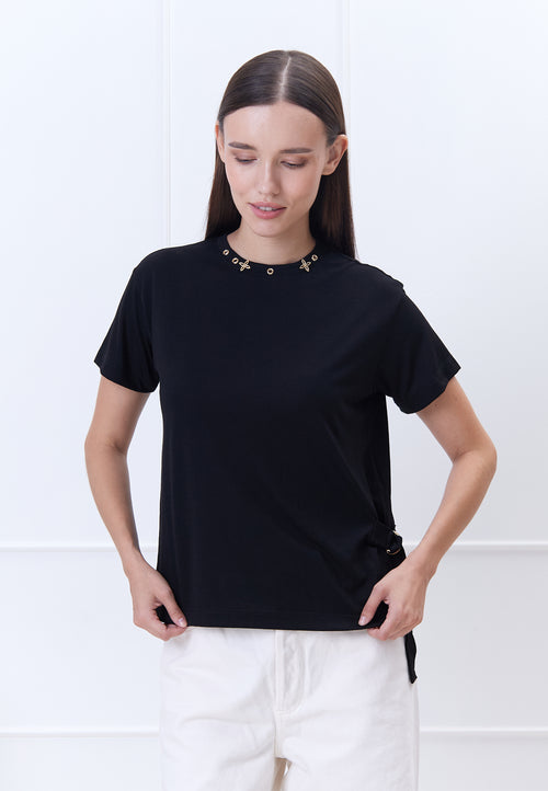 Black Jewel-Neck T-Shirt - view 2
