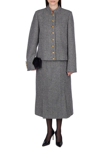Gray Cropped Jewel-Button Jacket - view 3