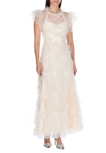 Ivory Feather-Texture Maxi Dress - view 2