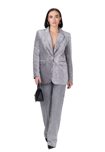Silver Sequin Tailored Blazer - view 3