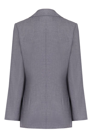 Silver Single-Breasted Tailored Blazer - view 8
