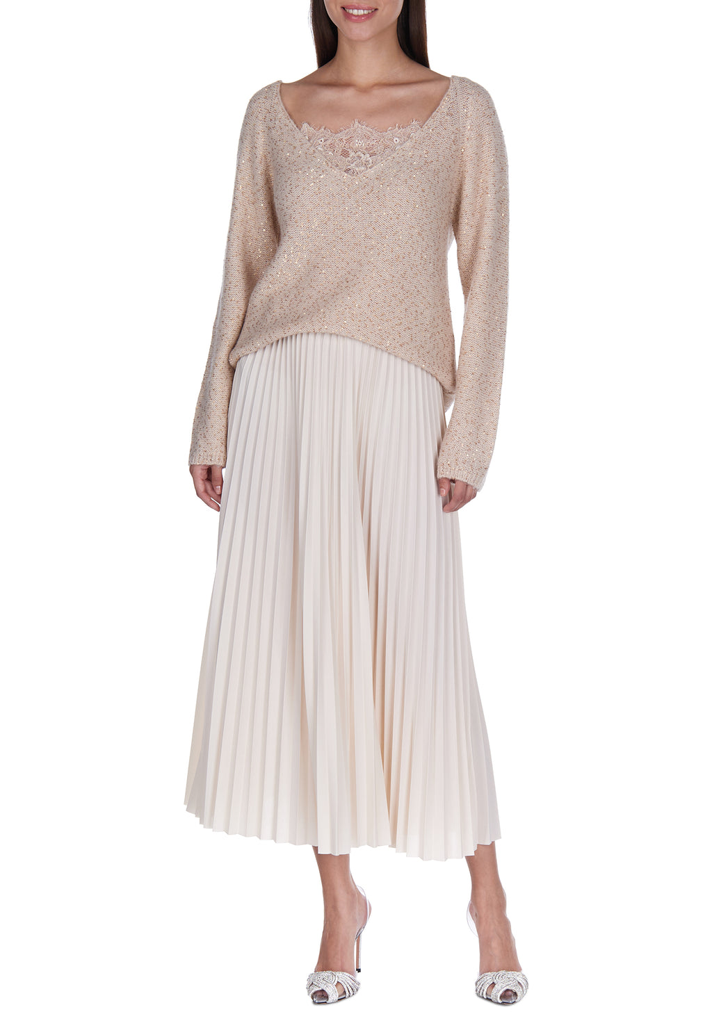 Gray Sfilato pleated skirt - view 2