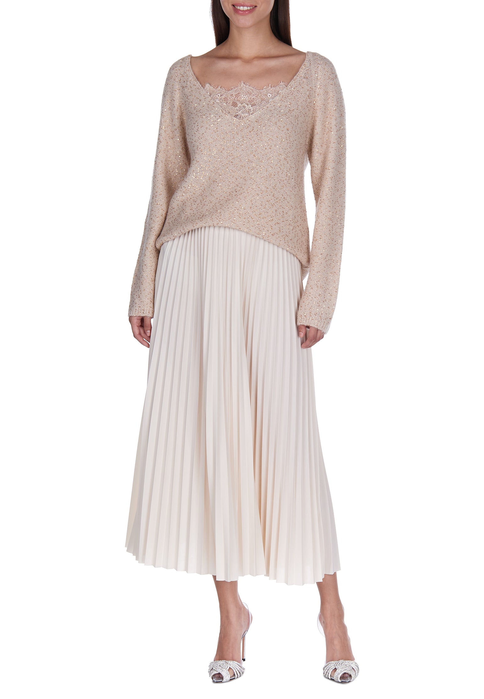 Gray Sfilato pleated skirt - view 2