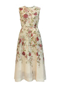 Beige Floral Sleeveless Midi Dress - view 1