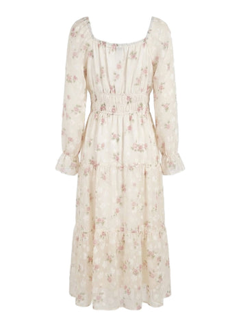 Ivory Floral Smocked Midi Dress - view 2