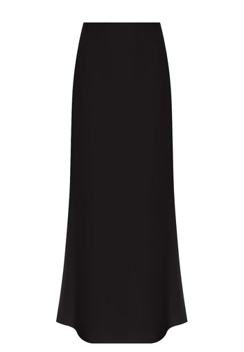 Black Satin Bias Midi Skirt - view 1