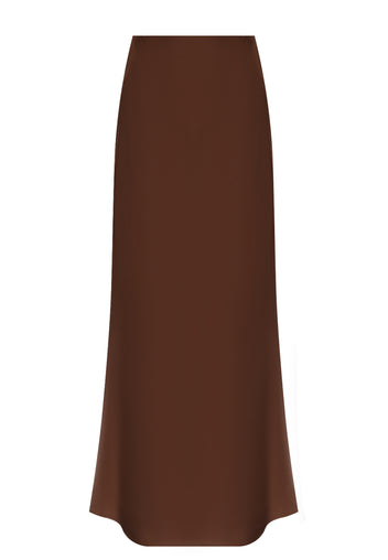 Chocolate Satin Bias Midi Skirt - view 1