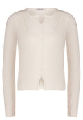 Ivory Ribbed V-Neck Knit Cardigan - view 1