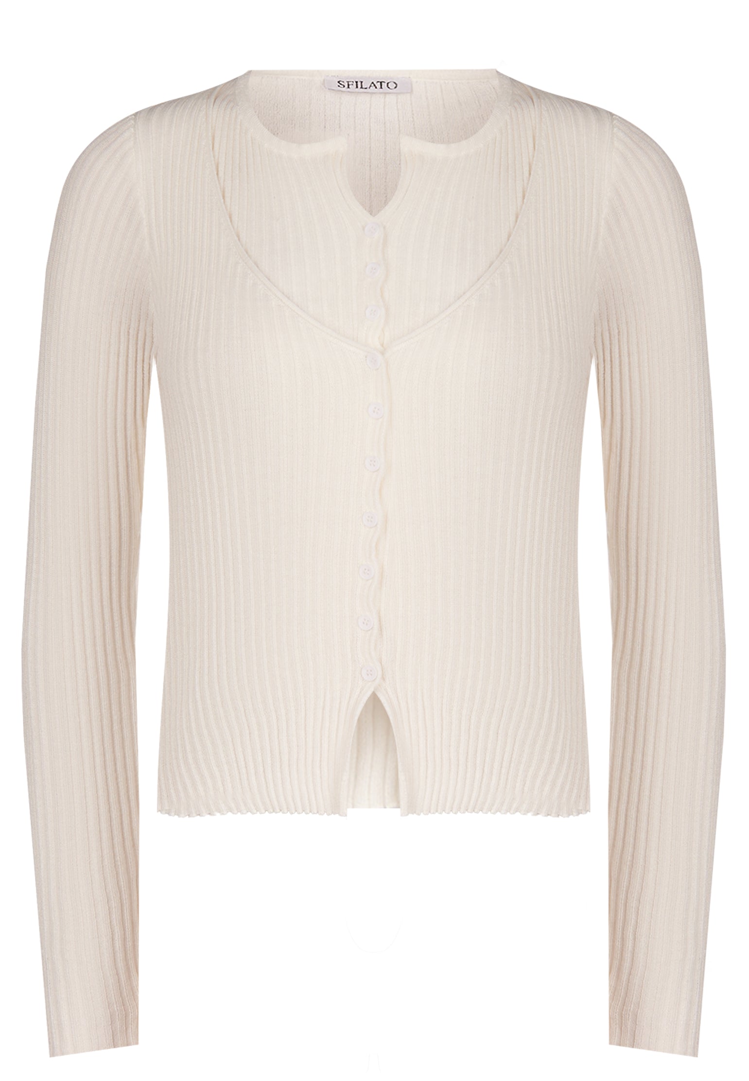 Gray and White Sfilato pullover - view 1