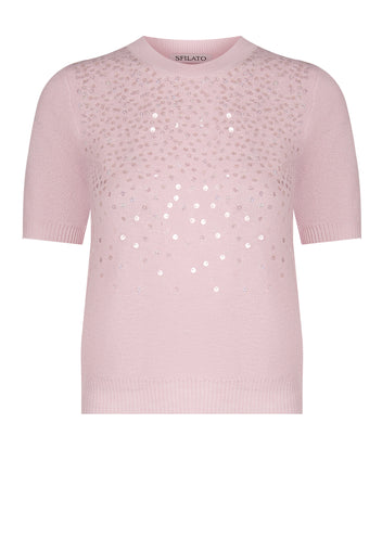 Pink Embellished Short-Sleeve Knit Tee - view 1
