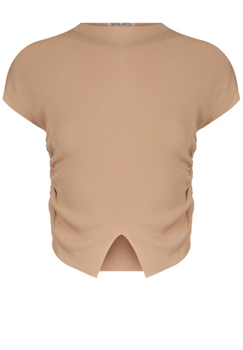Beige Sfilato short sleeve top - view 1