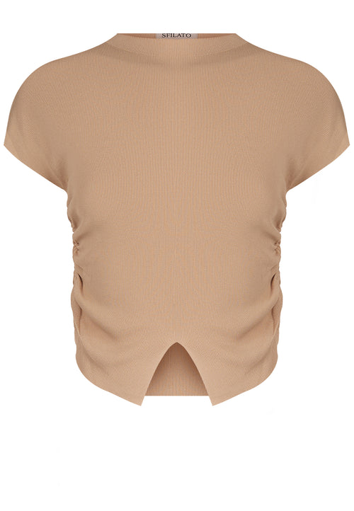 Beige Sfilato short sleeve top - view 1