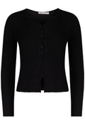 Black Ribbed Button Knit Cardigan - view 1