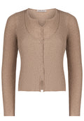 Taupe Ribbed Button Knit Cardigan - view 1