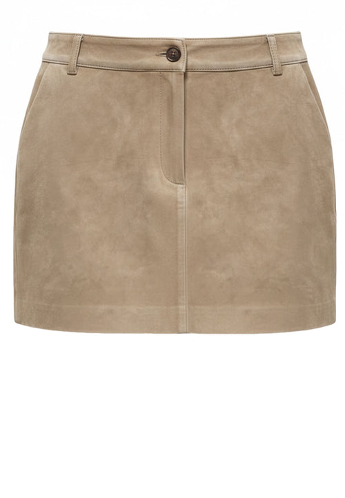 Beige Suede Mini Skirt