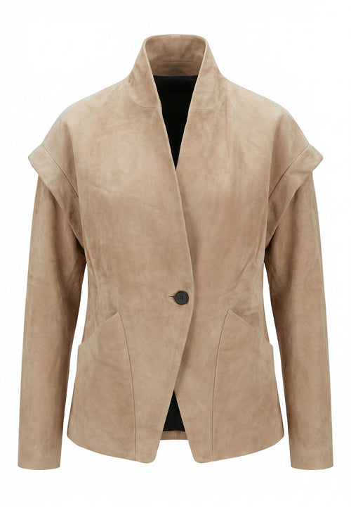 Beige Asymmetric Tailored Blazer