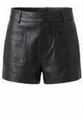 Black Leather Utility Shorts